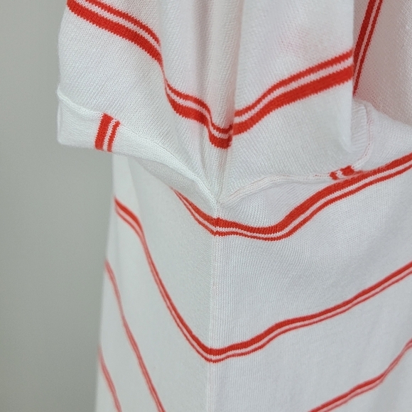 CAbi Orange And White Striped Stroll Long Open Face Cardigan/Duster Sweater Sz M - Picture 10 of 16